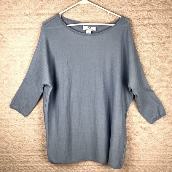 MAGASCHONI Wool Blend Sweater Blue Lightweight Longer Length XL Cozycore - Picture 12 of 12